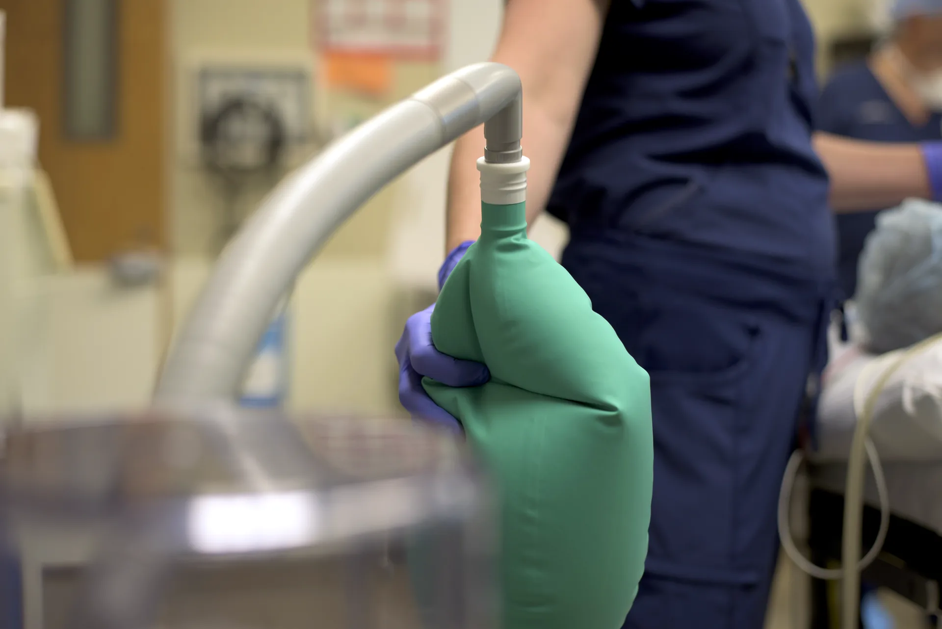 Anesthesiologist with patient